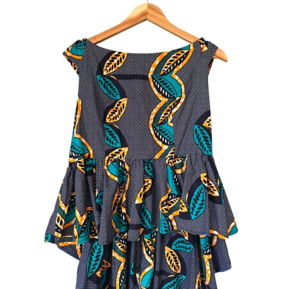 Binta Real Wax African Print Peplum Hi-Low Top | Size 2XL | New - Picture 4 of 9